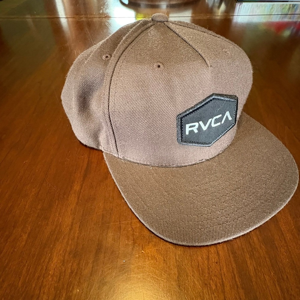 RVCA Snapback Hat Brown Black‎ Logo Patch Cap Streetwear Skate Surf
